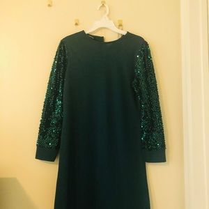 Modanisa Emerald Dress With Sequins